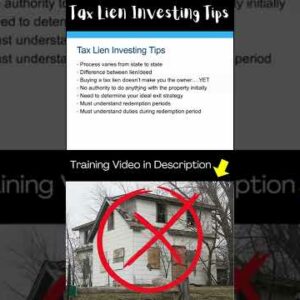 Tax Lien Investing Tips For Beginner Investors #shorts